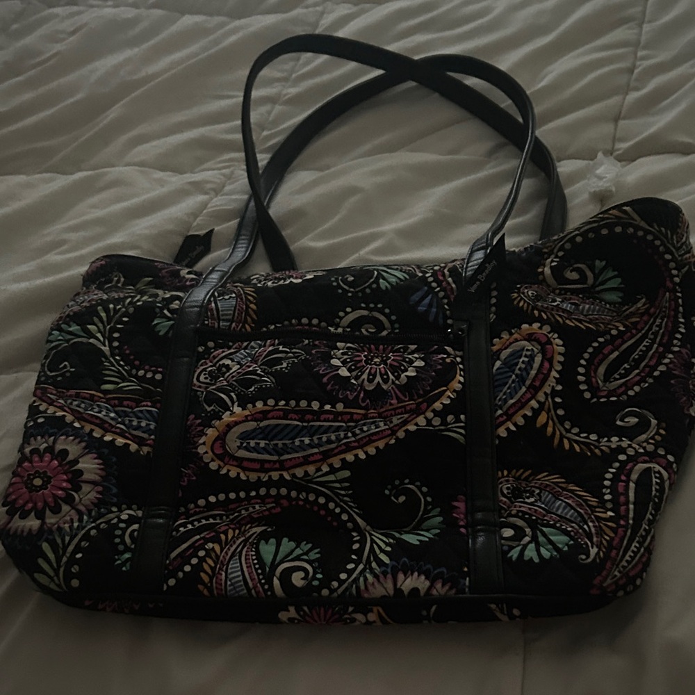 Vera Bradley Black Multicolor Paisley Shoulder Bag/ tote bag